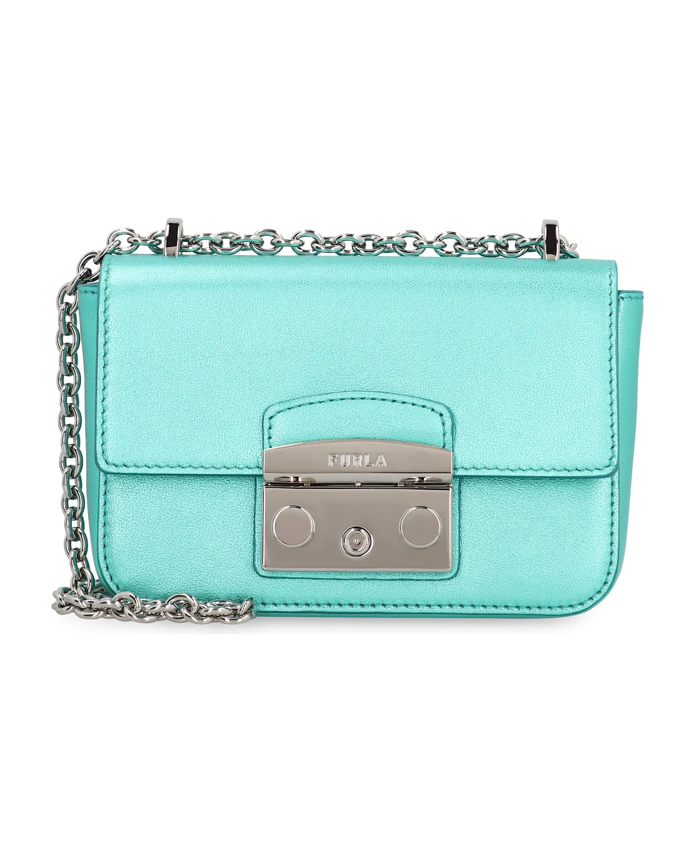 Furla Metropolis Leather Mini Crossbody Bag - Light Blue