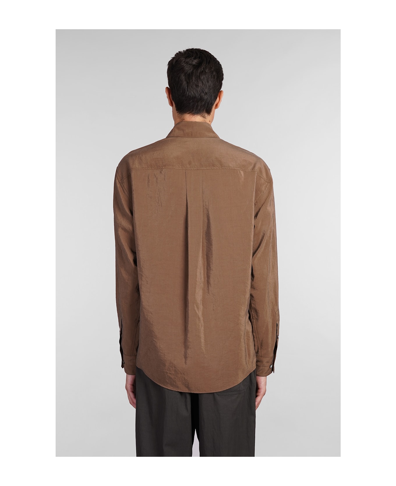 Lemaire Shirt In Brown Silk - brown