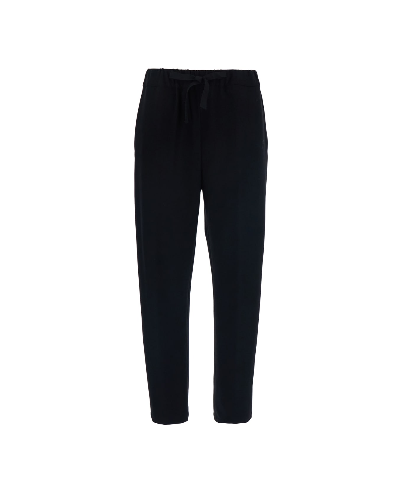 SEMICOUTURE 
buddy
 Black Pants With Drawstring Elastic Waist In Viscose Blend Stretch Woman - Black
