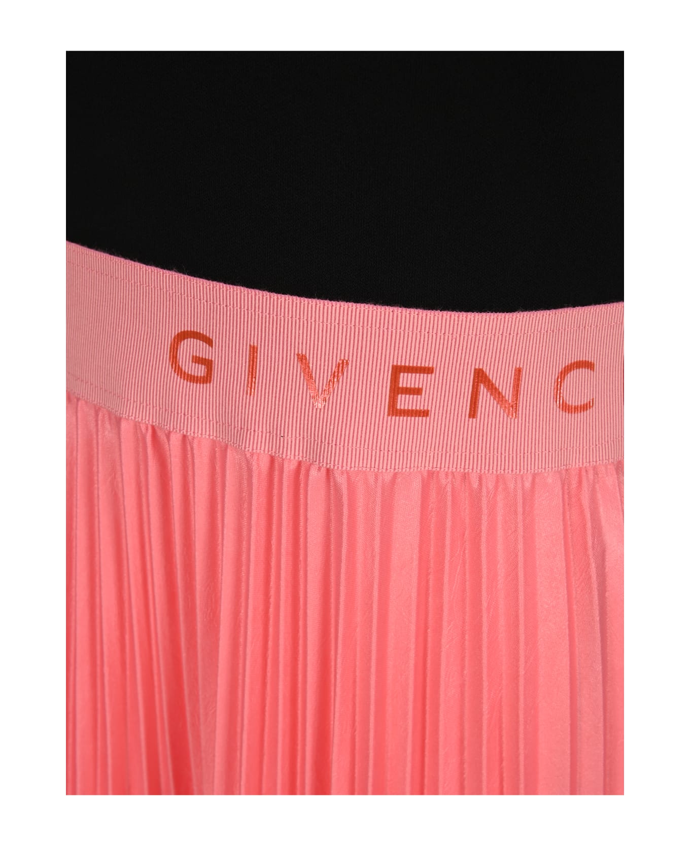 Givenchy Two Tone Pleated Midi Dress - BLACK + PINK