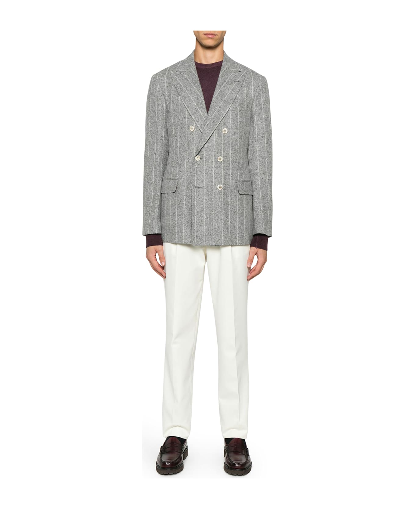 Brunello Cucinelli Pinstripe Blazer - Grey