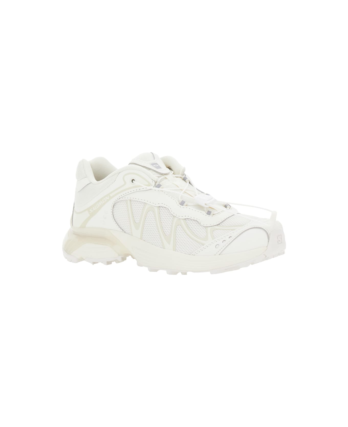 Salomon 'xt-whisper' White Sneakers With Printed Logo On The Side And Drawstring Closure In Fabric Unisex - White