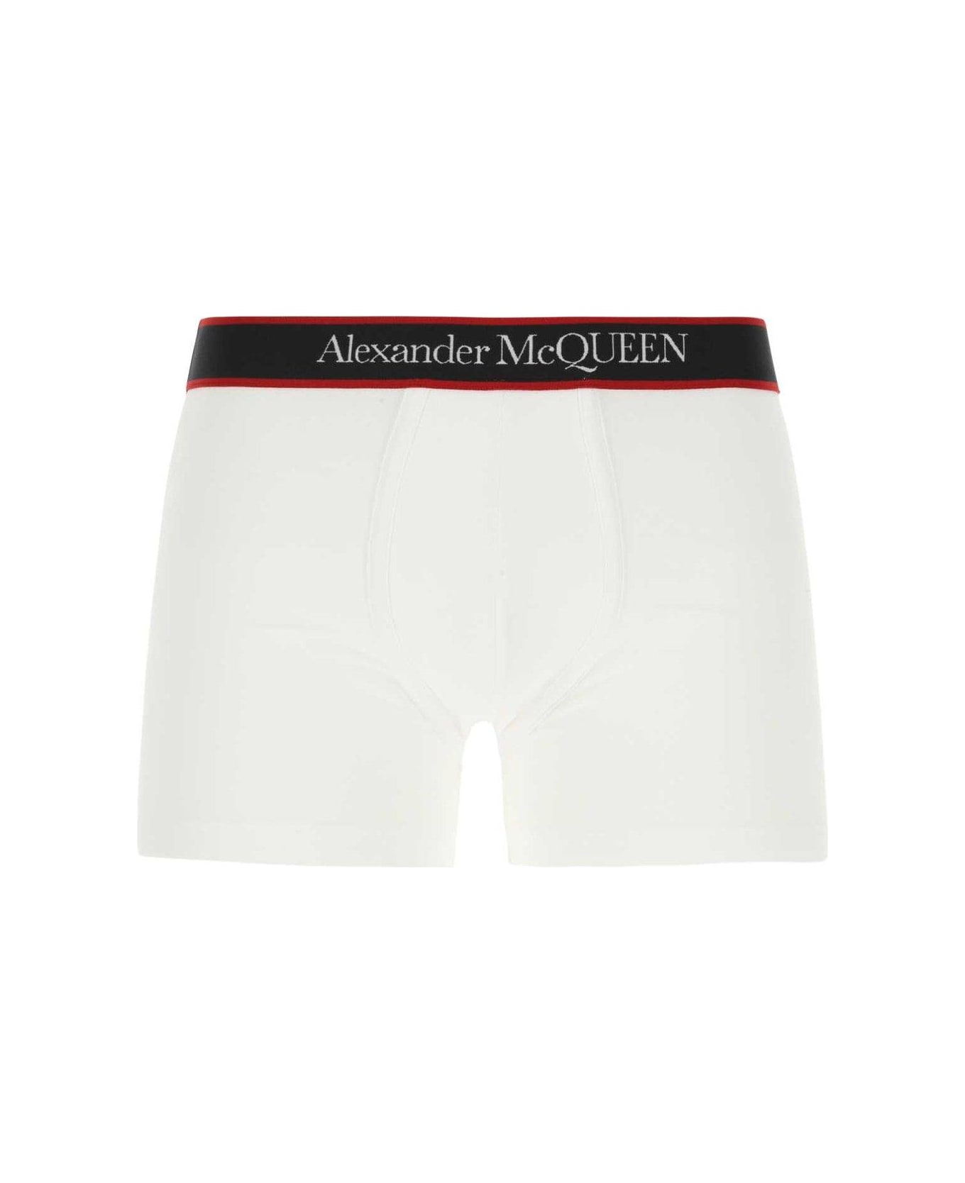 Alexander McQueen Logo-waist Stretch Boxer Shorts - White ショーツ