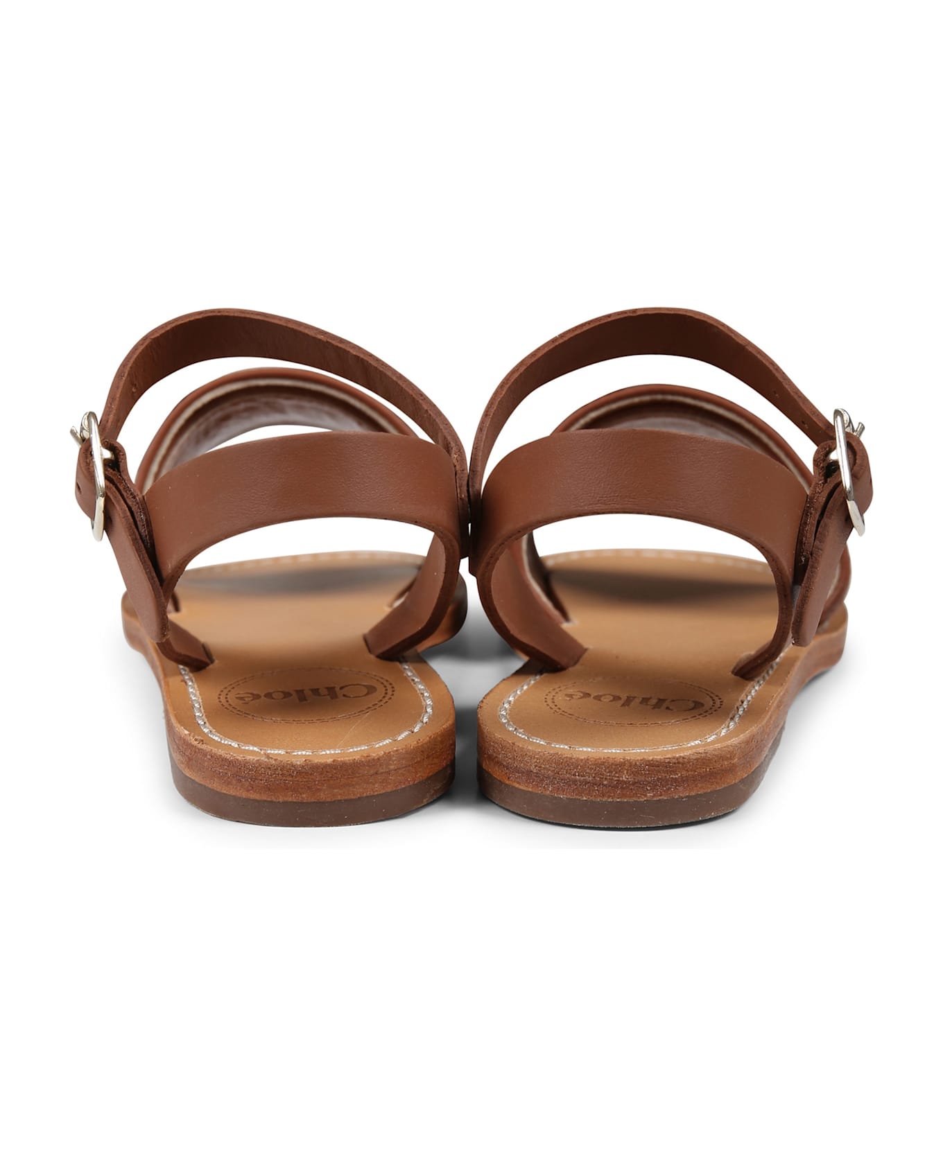 Chloé Brown Sandals For Girl With Logo - Brown