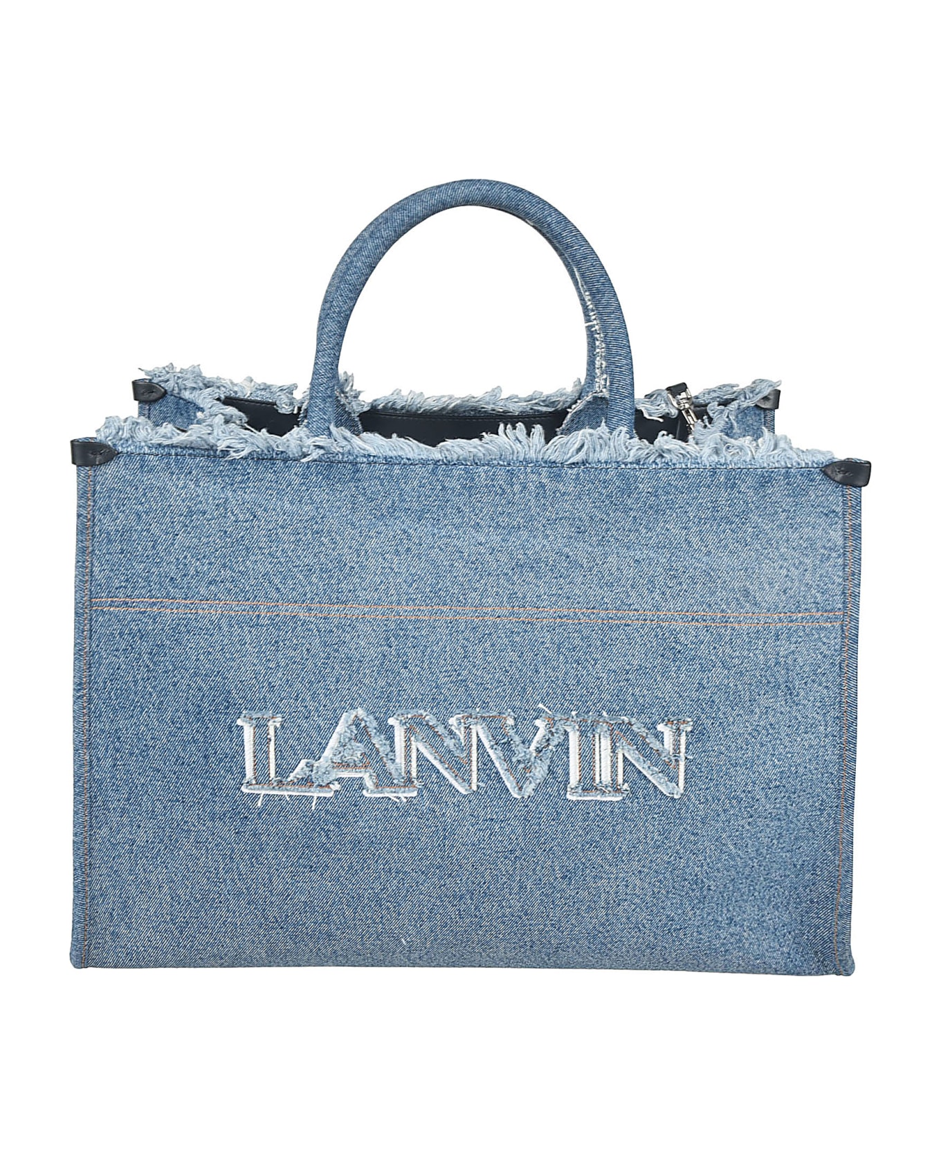Lanvin Fringe Detail Logo Tote - Denim Blue