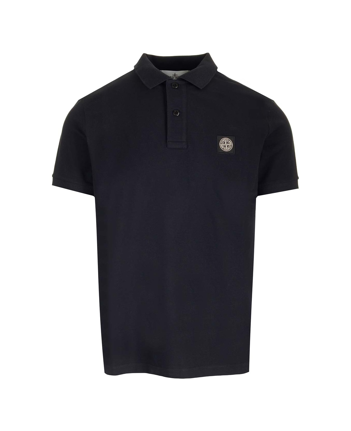 Stone Island Slim Fit Short Sleeve Stretch Polo Shirt With Applied Logo - Blue ポロシャツ