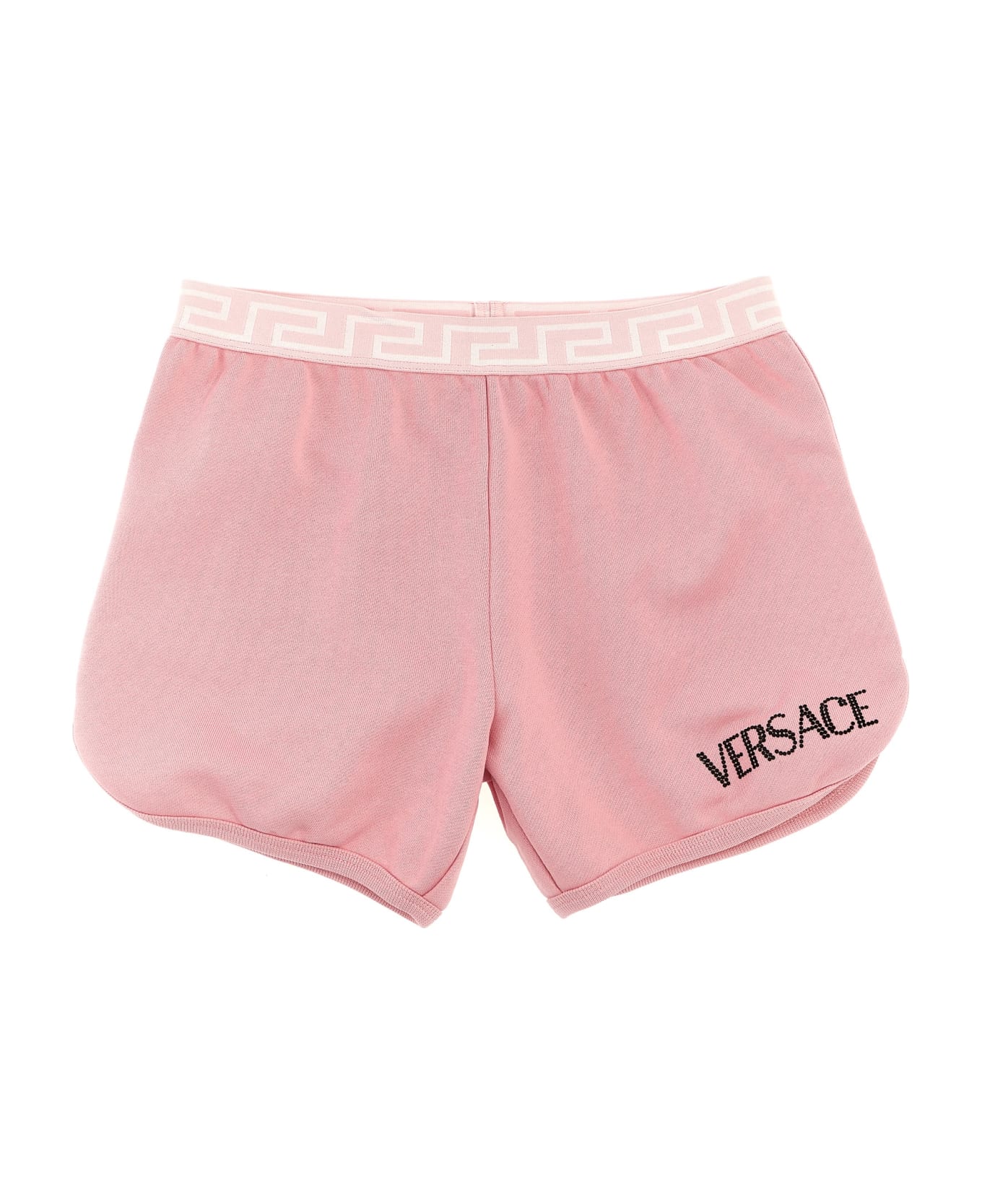 Versace Rhinestone Logo Shorts - Pink