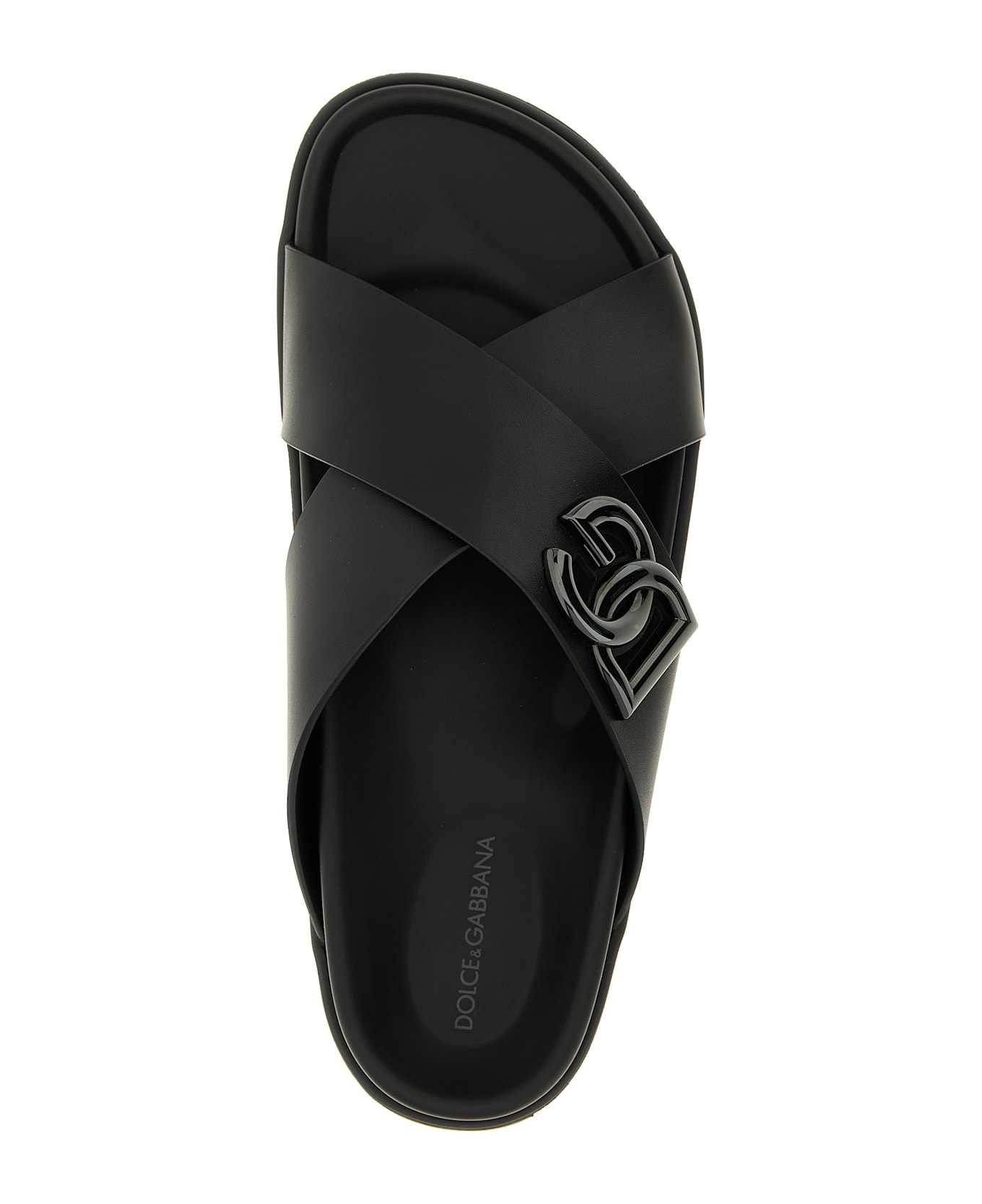Dolce & Gabbana Leather Slides - Black  