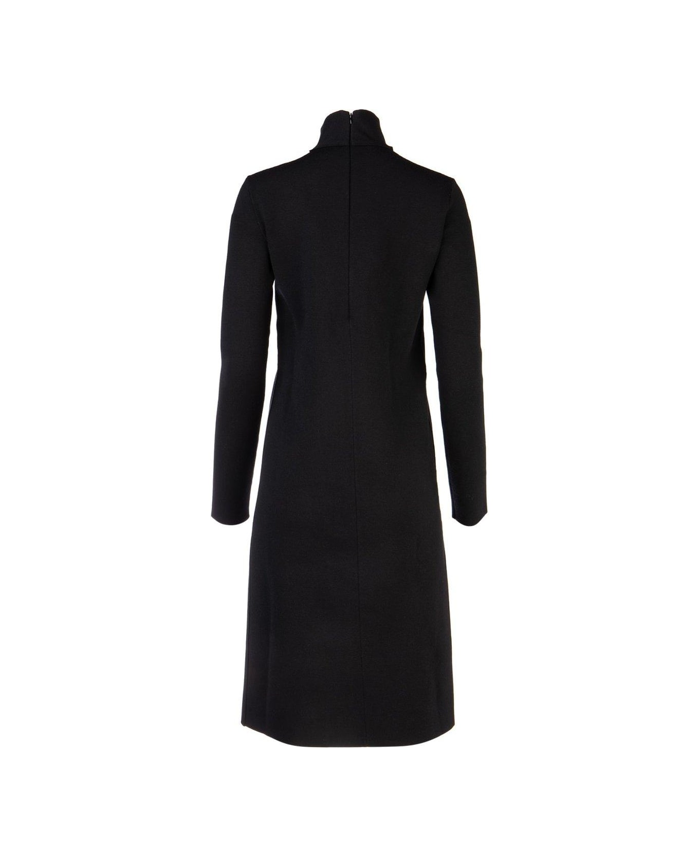 Bottega Veneta Cut-out Long-sleeved Midi Dress - BLACK