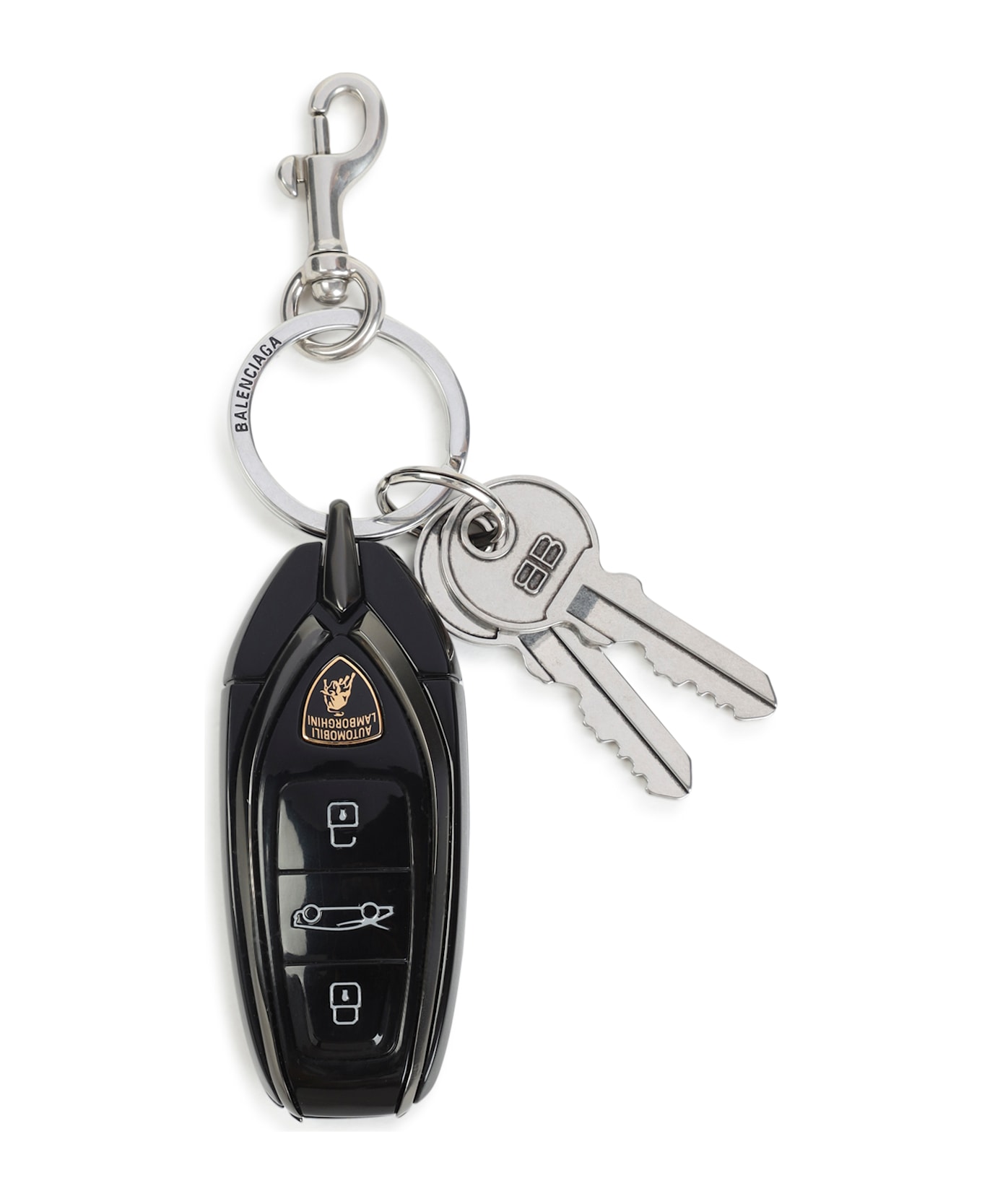 Balenciaga Lambo Key Ring - Silver Black