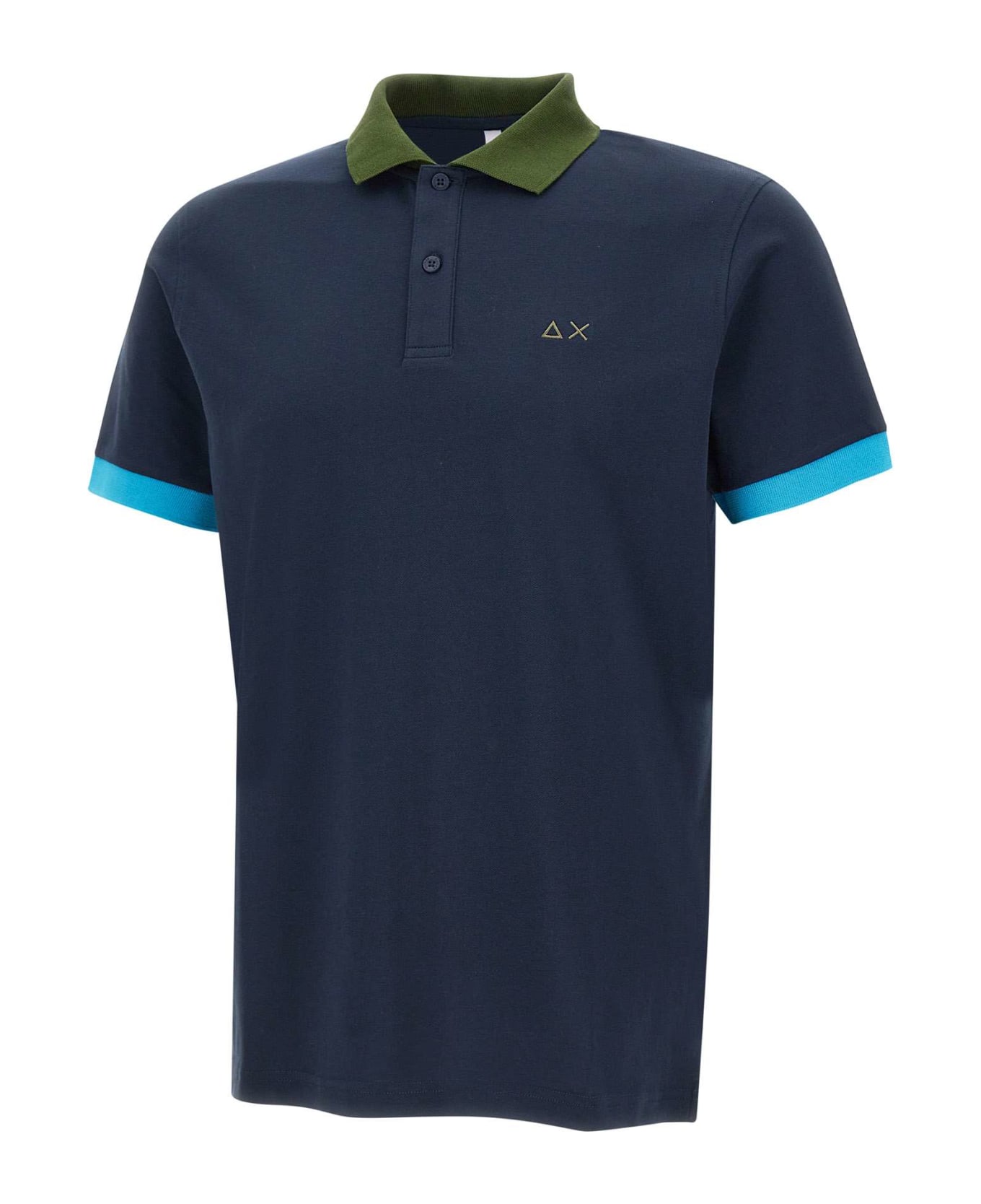 Sun 68 "3-colors" Cotton Polo Shirt - BLUE