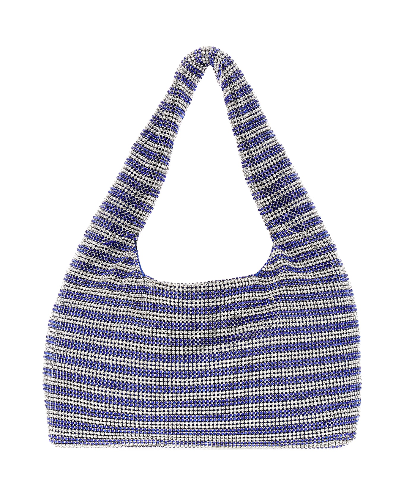 Kara Embellished Fabric Mini Crystal Mesh Shoulder Bag - COBALT STRIPE
