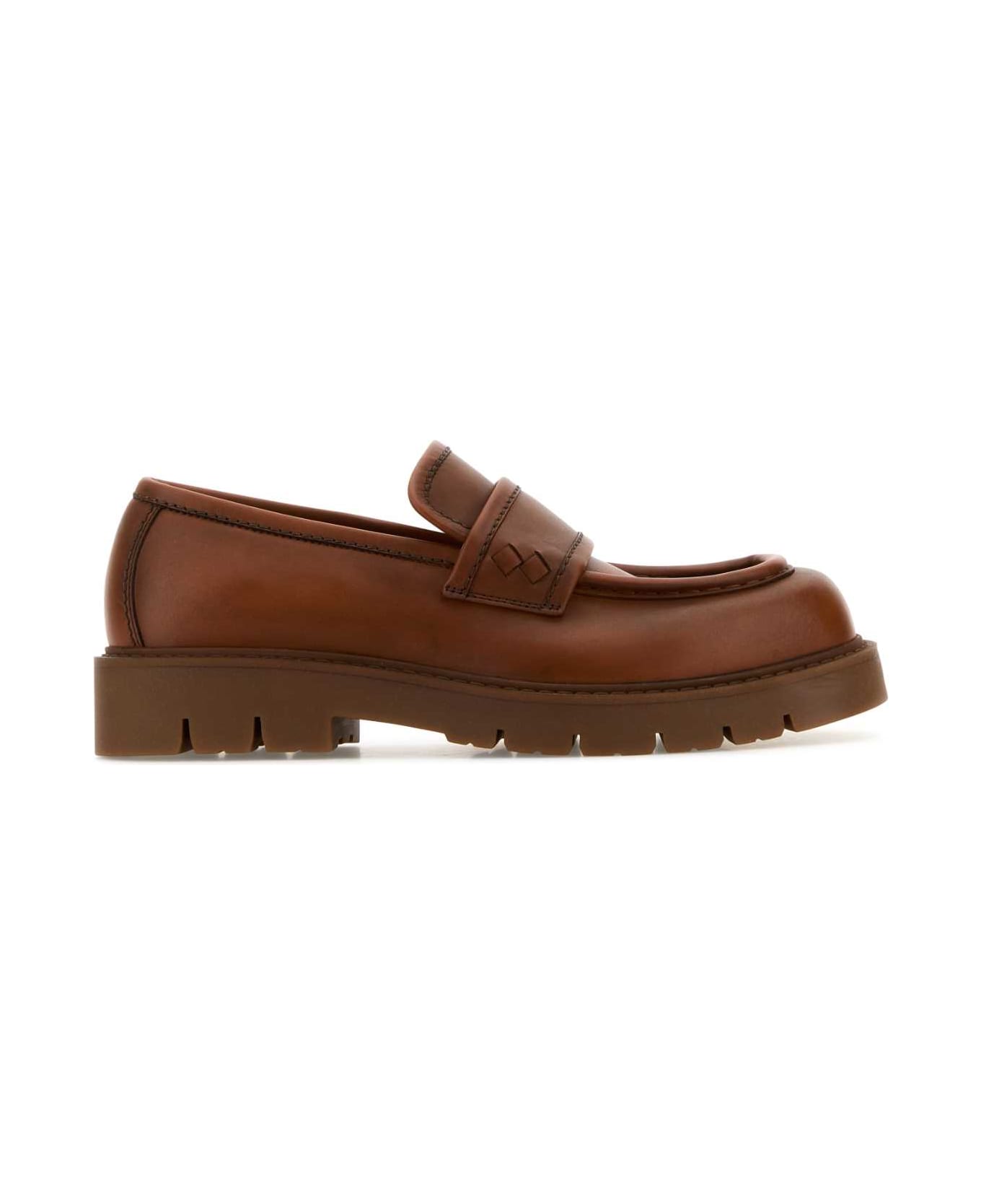 Bottega Veneta Caramel Leather Haddock Loafers - WASHEDBRISTOLLIGHTWOOD