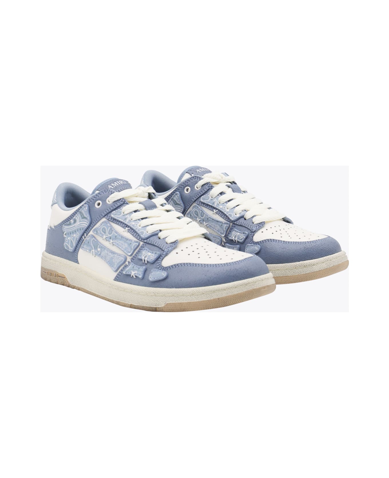 AMIRI Light Blue Leather Bandana Skel Low Top Sneakers