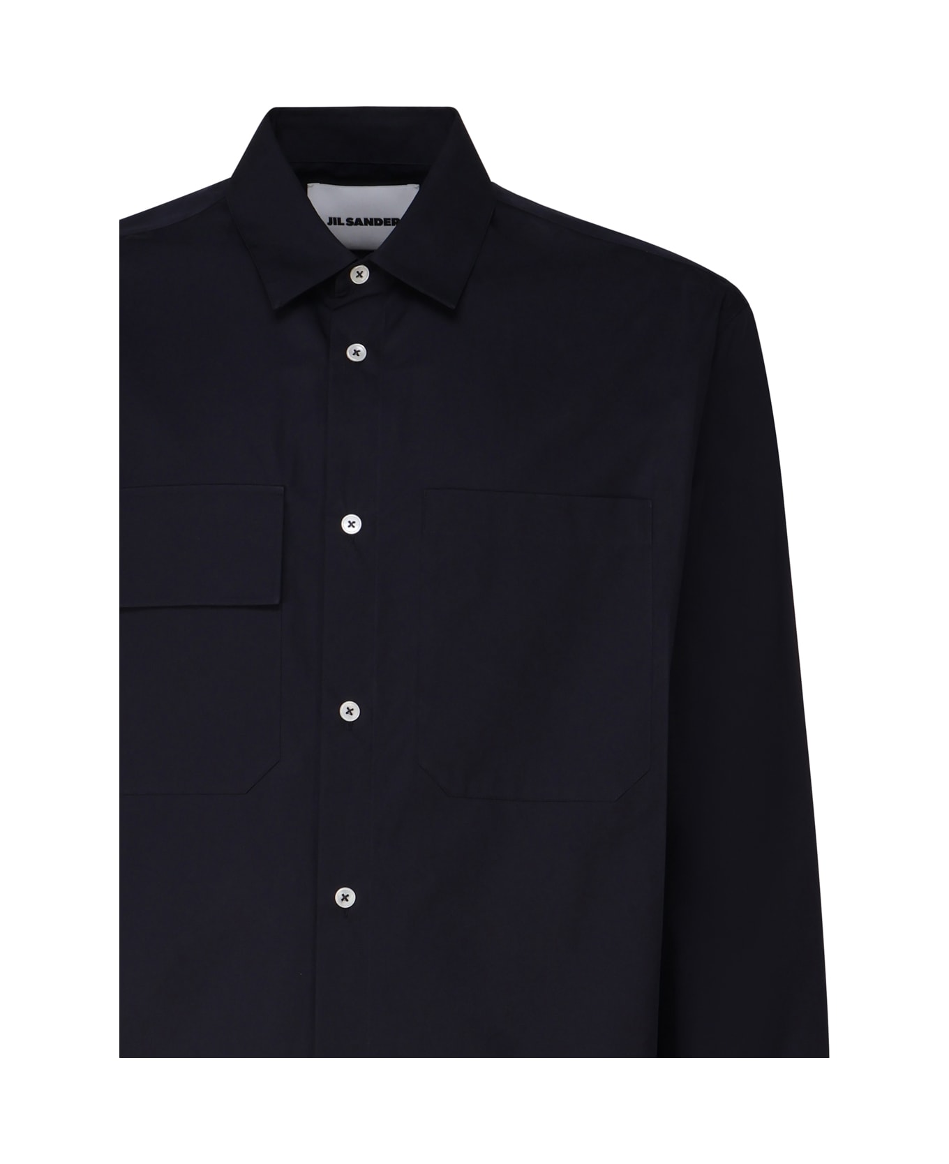 Jil Sander Long-sleeved Straight-cut Cotton Shirt - Navy