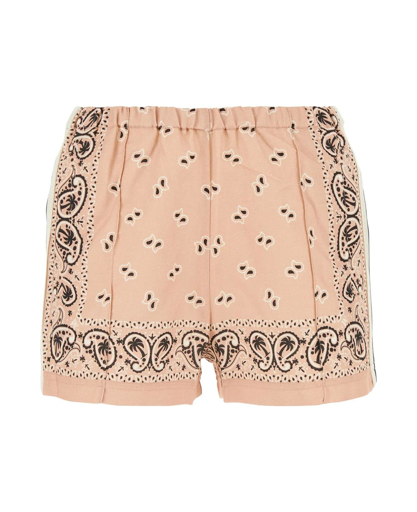 Palm Angels Printed Linen Blend Shorts - Rosa