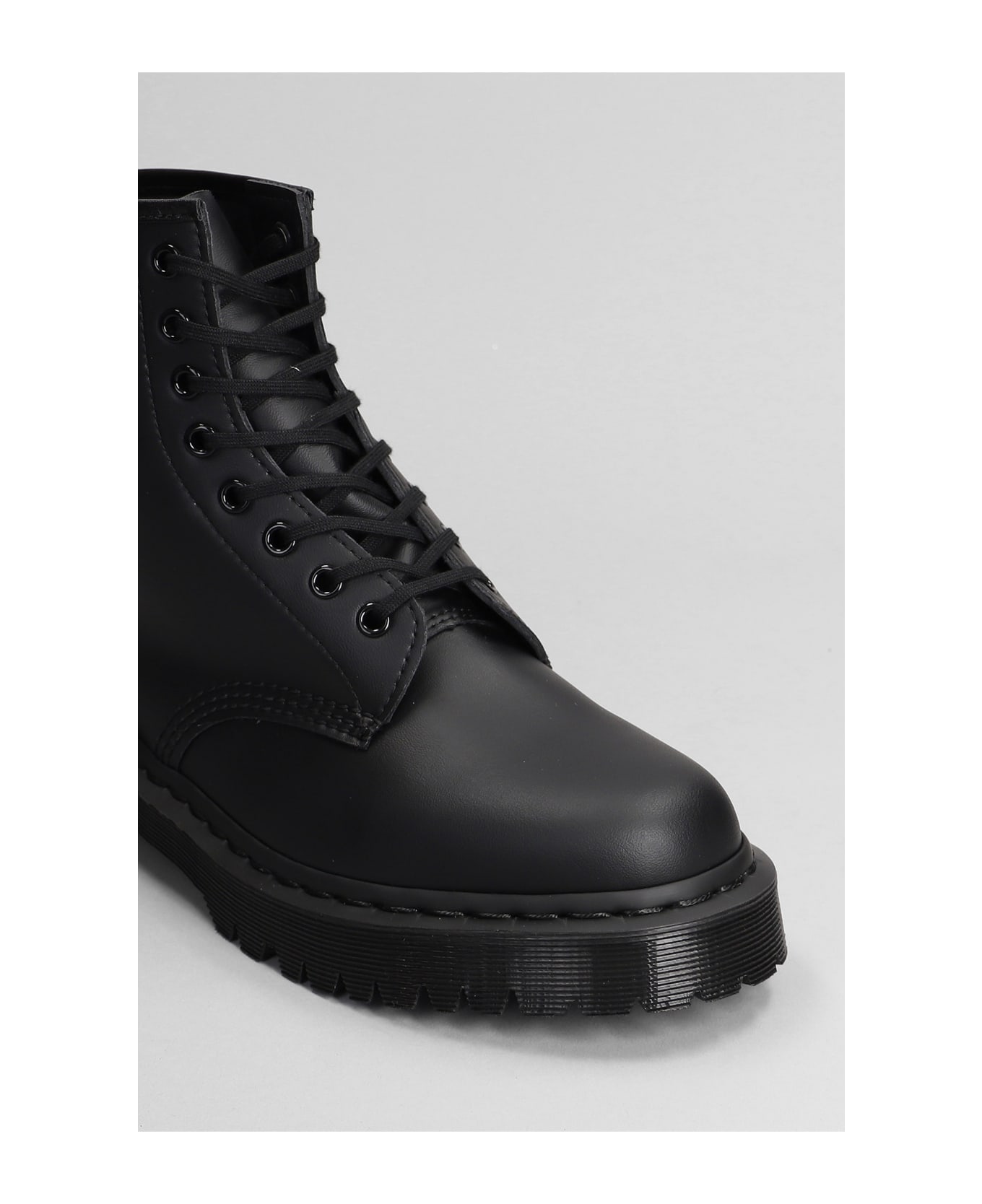 Dr. Martens 1460 Mono Combat Boots In Black Leather - black