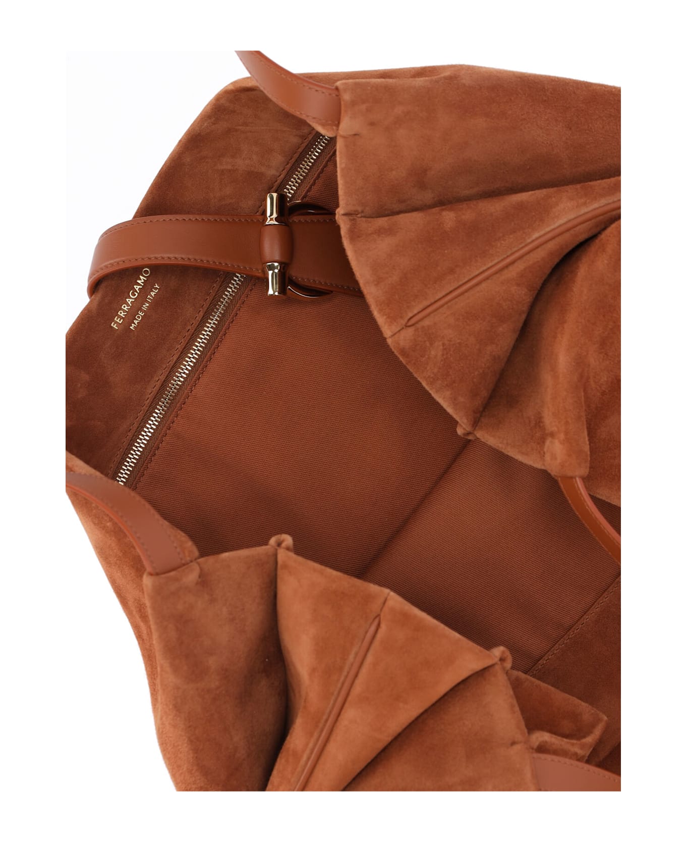 Ferragamo Suede Shoulder Bag - Brown