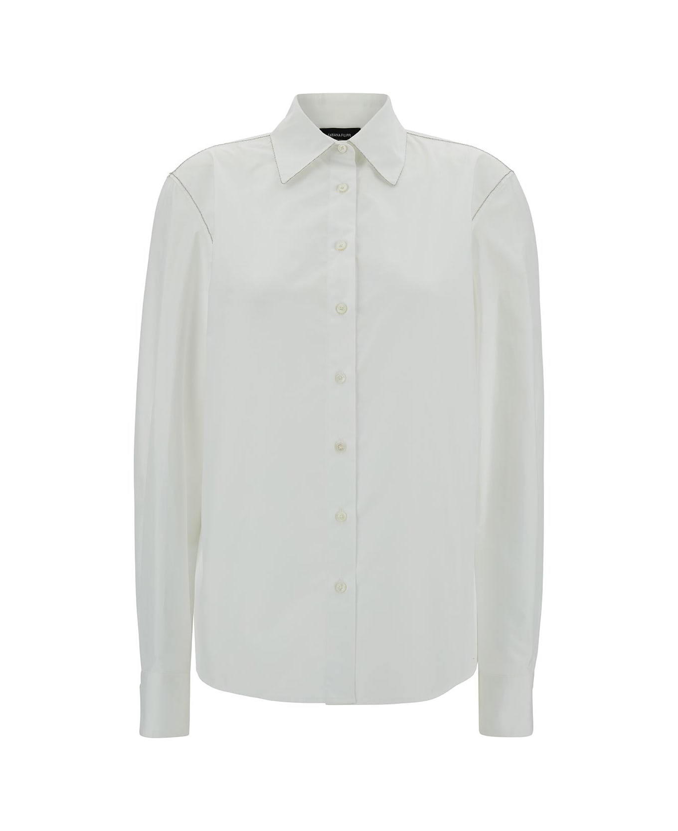 Fabiana Filippi White Shirt With Diamond Thread Embroidery In Cotton Woman - White