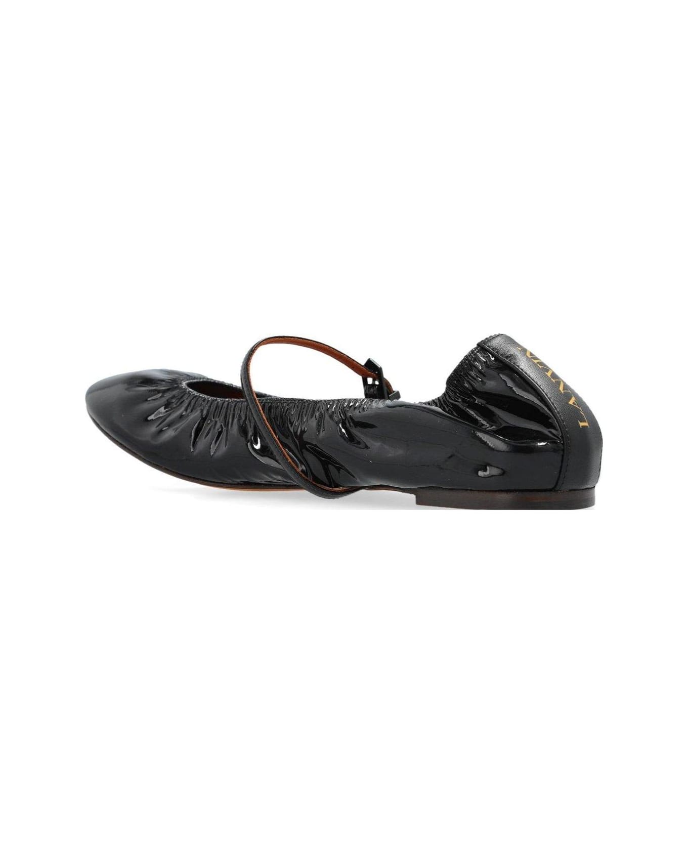 Lanvin Mary Jane Glossy Buckle-strap Ballet Flats - BLACK