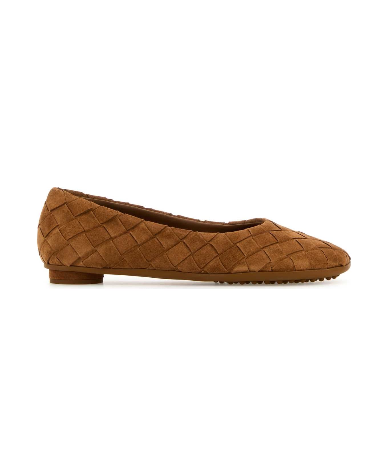 Bottega Veneta Caramel Suede Atomic Ballerinas - CARAMEL