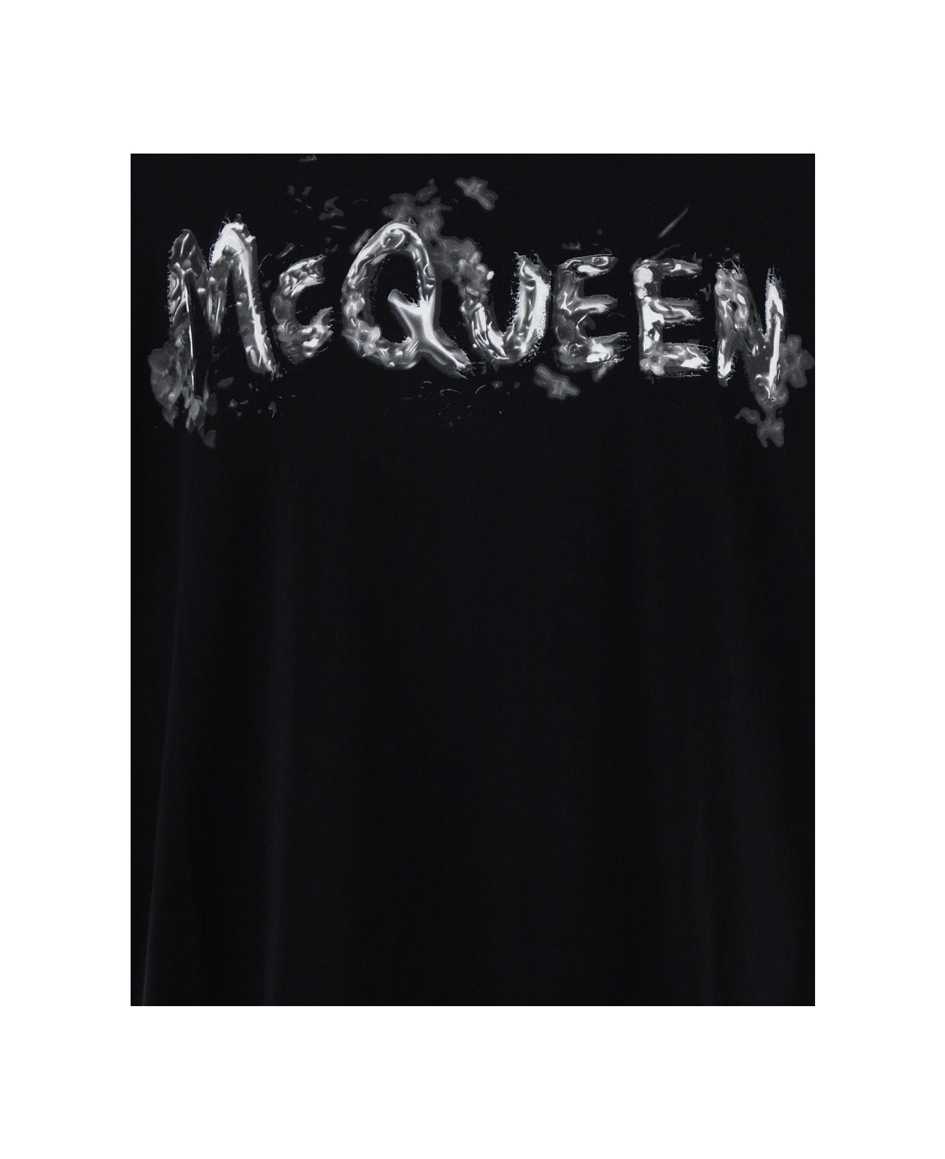 Alexander McQueen Black T-shirt With Graffiti Logo Print In Cotton Man - Black シャツ