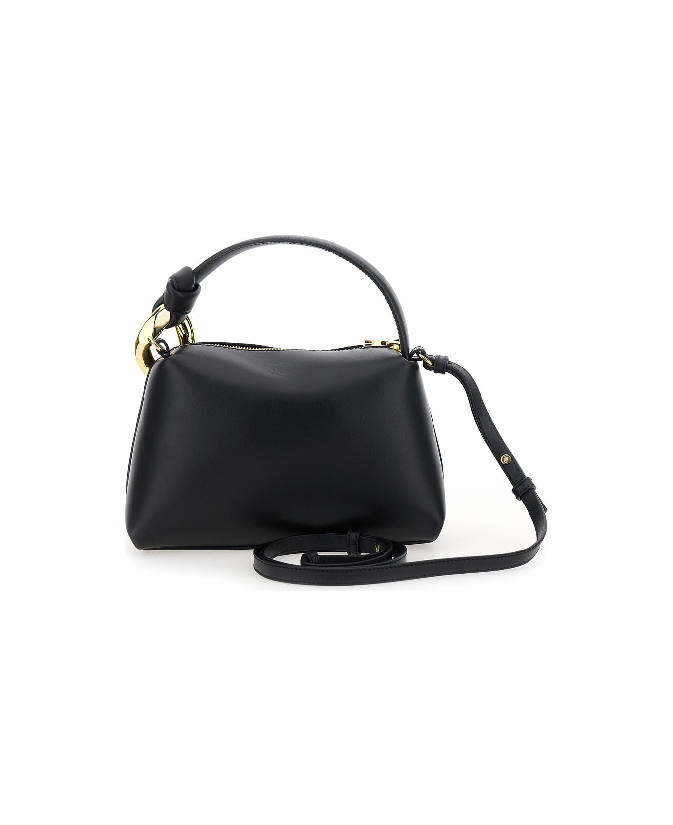 J.W. Anderson 
corner Small
 Black Handbag With Metallic Knot Detail In Leather Woman - Black