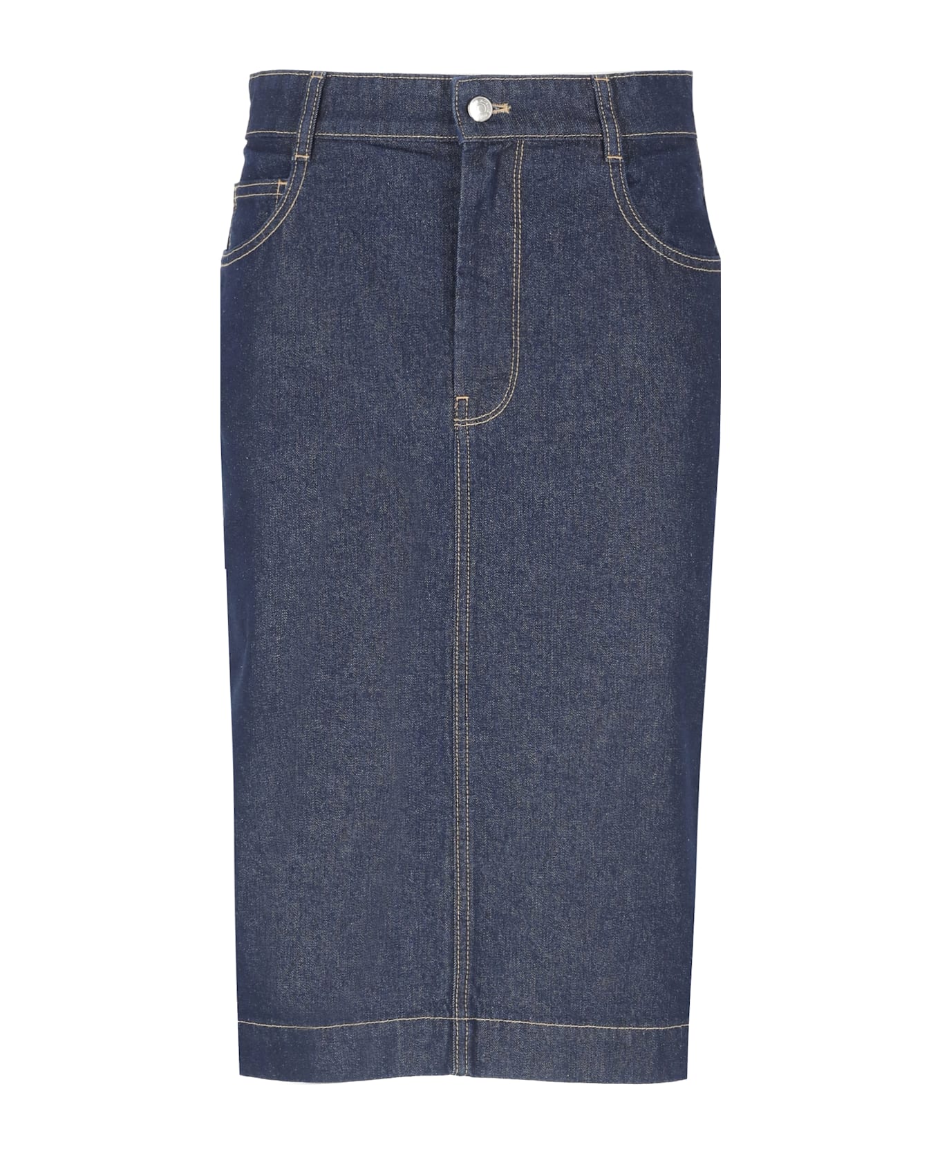 Maison Kitsuné Straight Denim Skirt - Blue