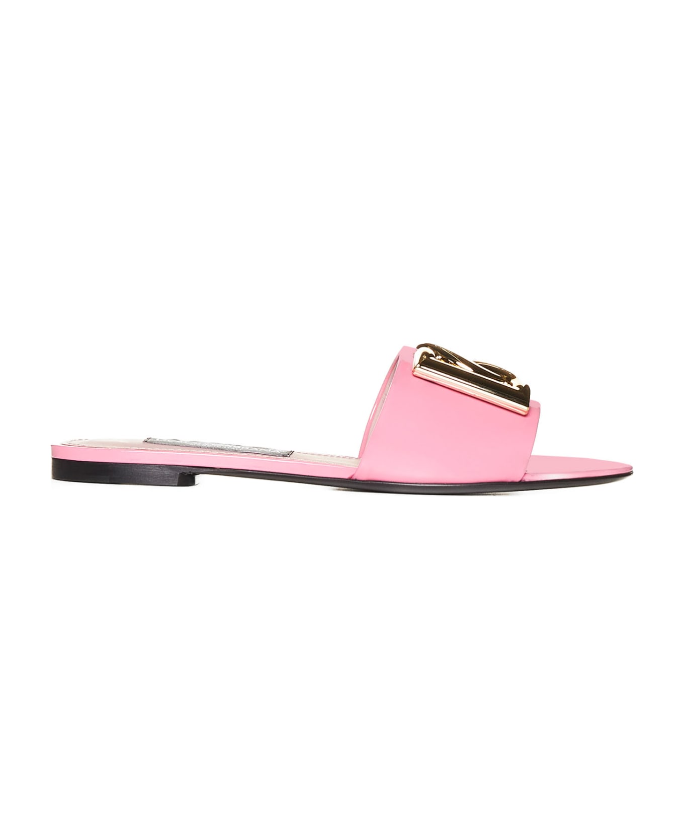 Dolce & Gabbana Leather Logo Flats - Pink