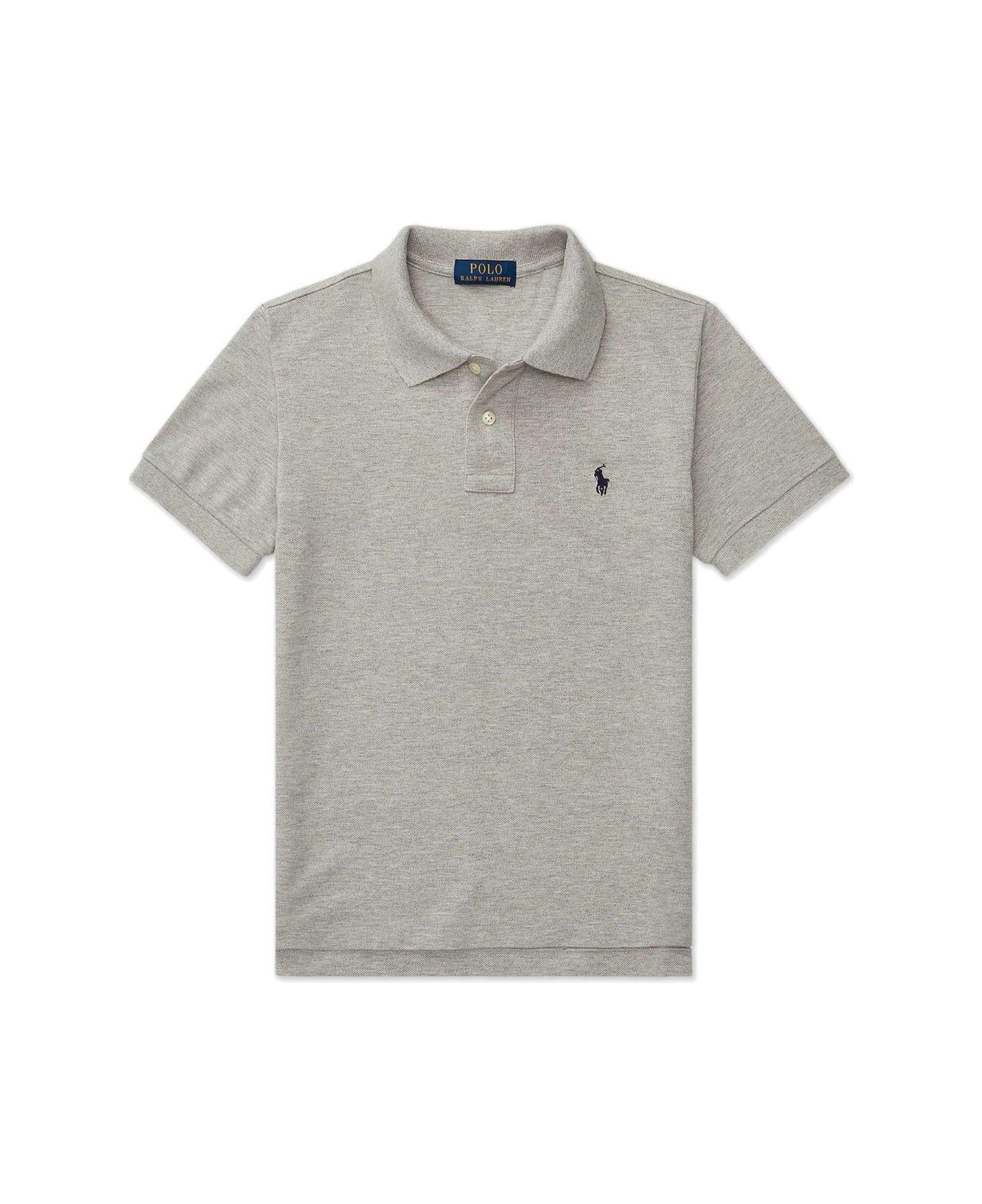 Polo Ralph Lauren Logo Embroidered Short-sleeved Polo Shirt - Grey