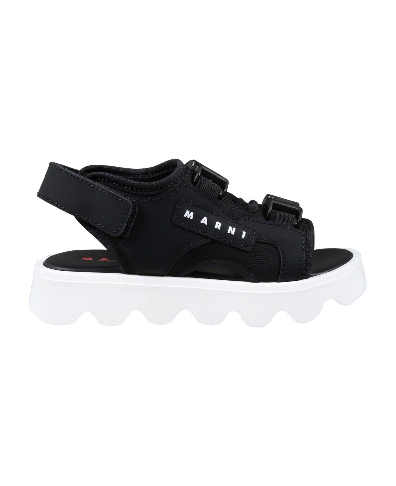 Marni Black Sandals For Girl With Logo - Black