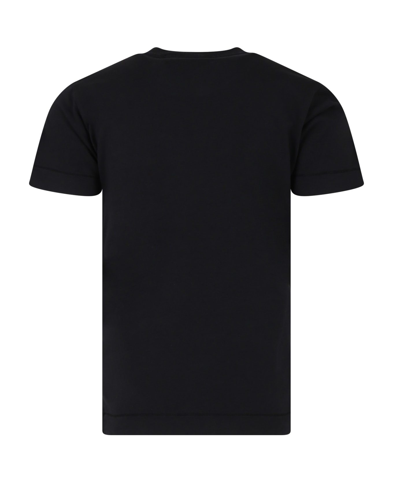Stone Island Junior Black T-shirt For Boy With Logo - Black Tシャツ＆ポロシャツ