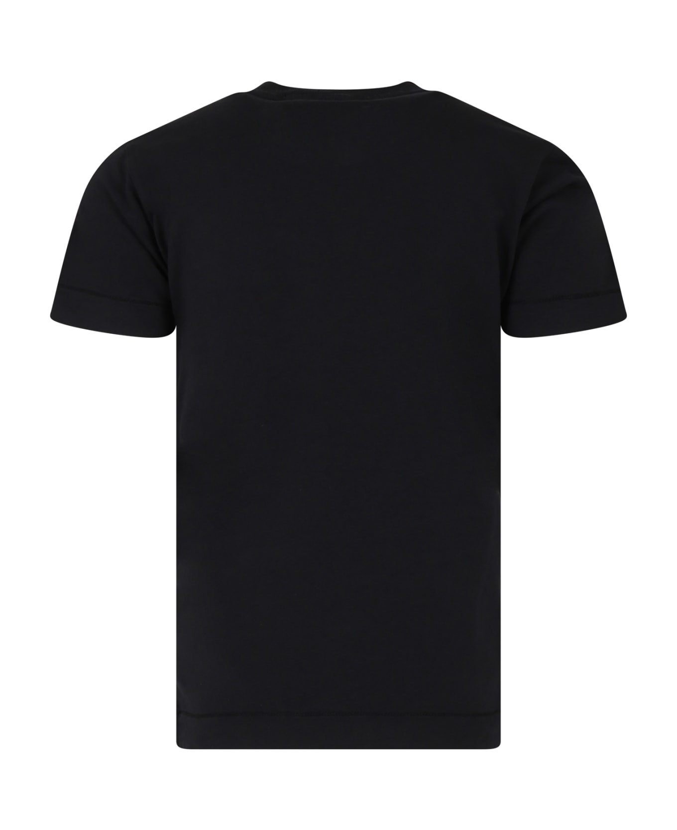 Stone Island Junior Black T-shirt For Boy With Logo - Black
