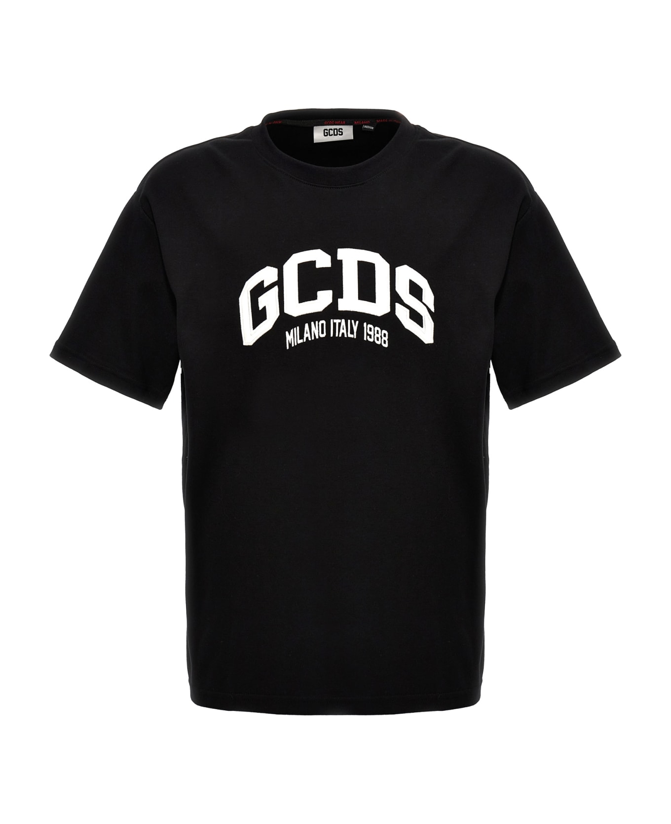 GCDS Logo Embroidery T-shirt - White/Black シャツ