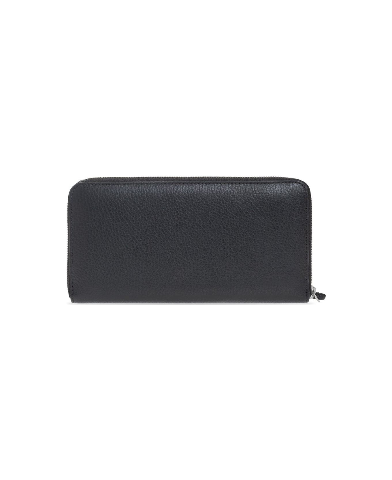 Emporio Armani Logo Lettering Zipped Wallet - Black