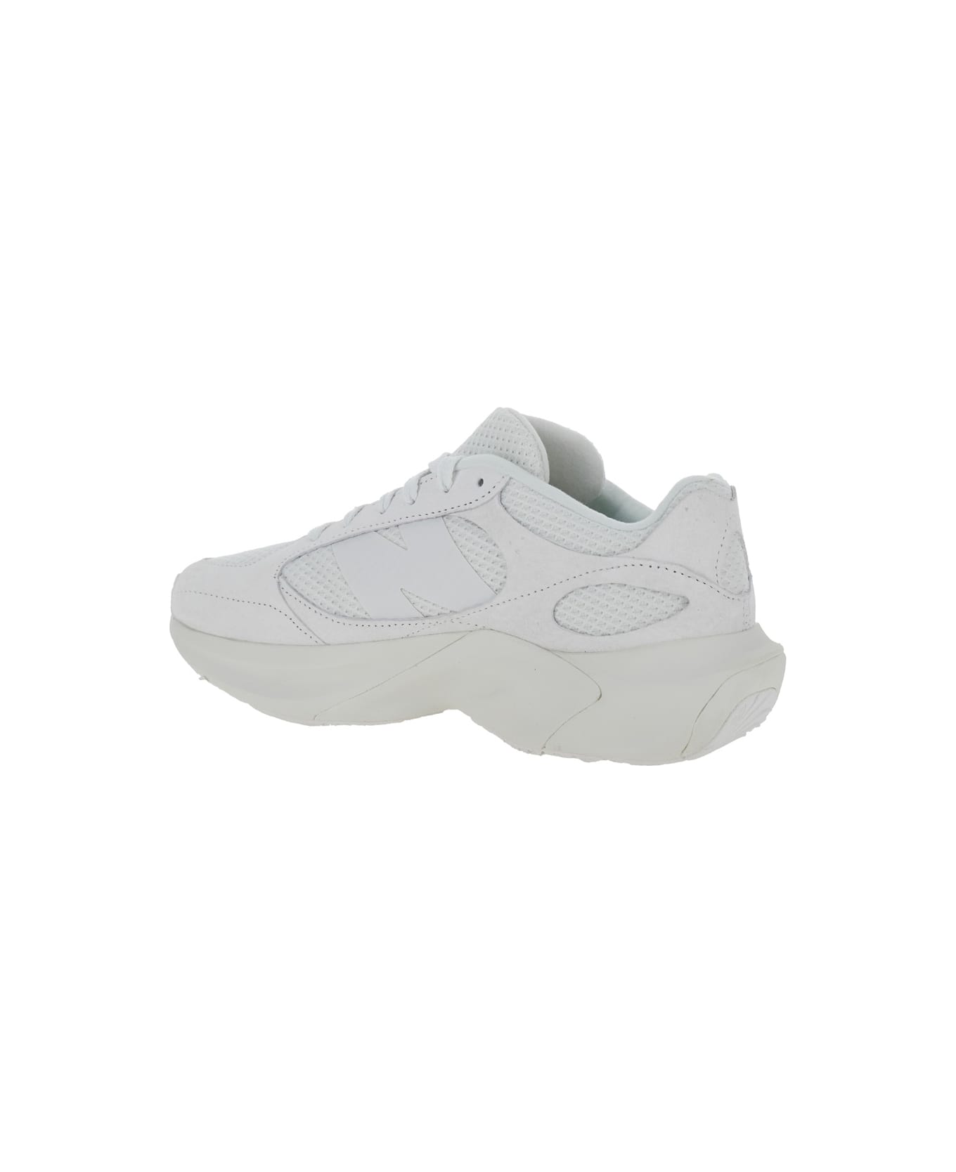 New Balance White Low Top Sneakers With Logo Detail In Suede And Tech Fabric Man - White