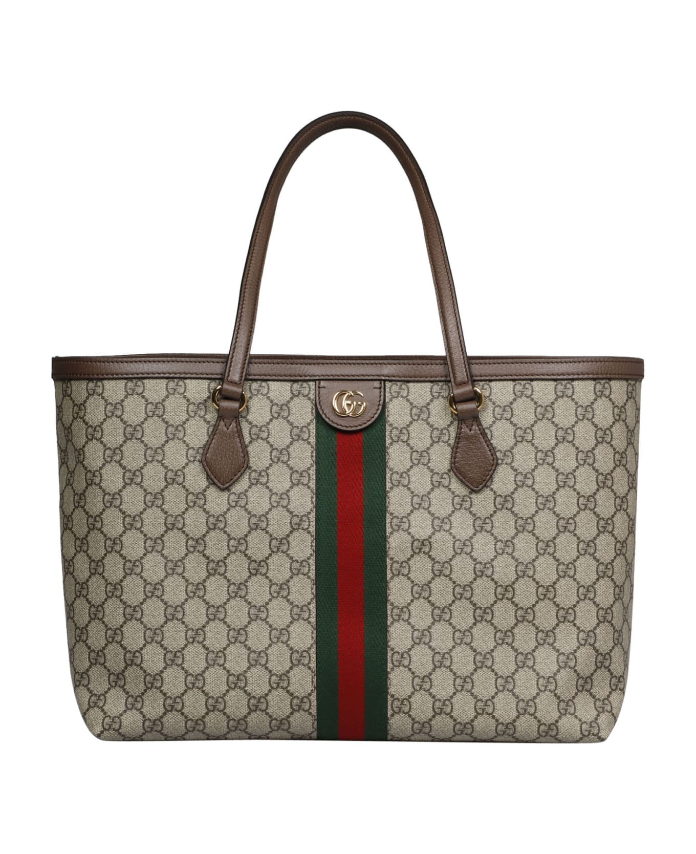 Gucci Web Stripe Detail Logo Tote - Brown