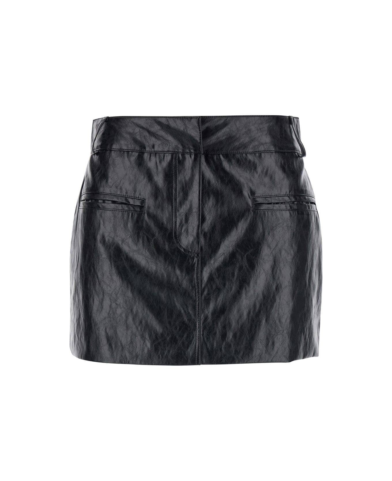 Federica Tosi Black Miniskirt With Belt Loops In Tech Fabric Woman - Black