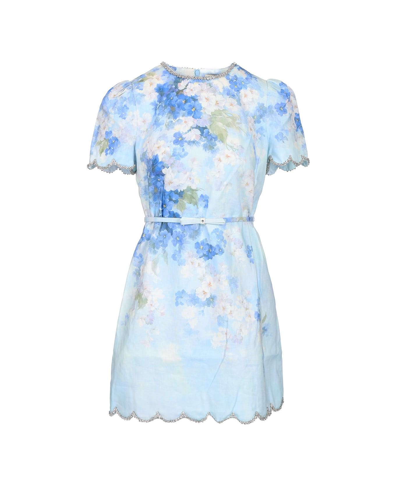 Zimmermann Crush Scalloped Shift Dress - Light blue