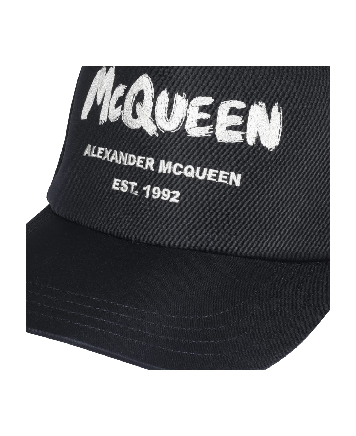 Alexander McQueen Graffiti Logo Baseball Cap - BLACK IVORY
