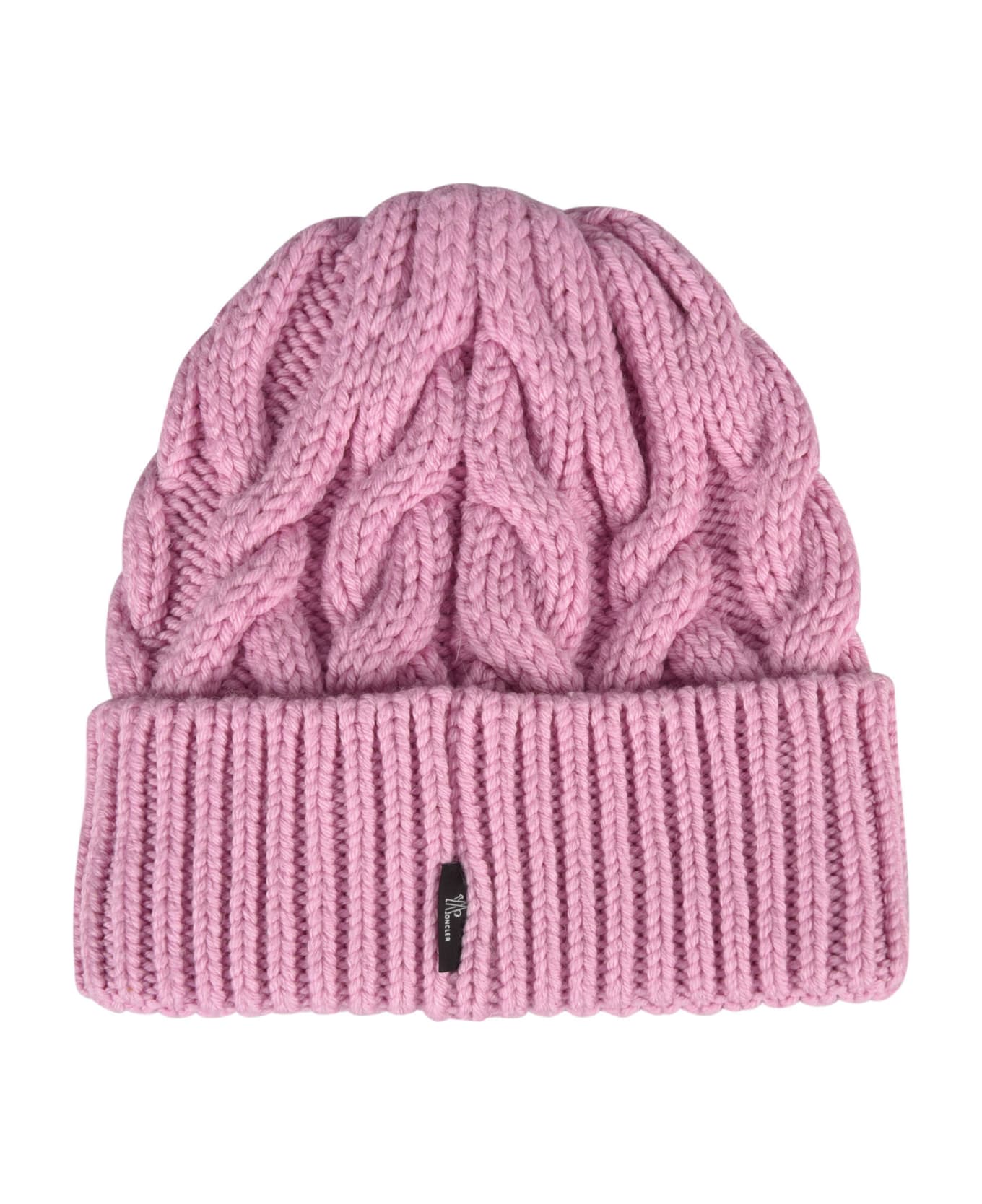 Moncler Grenoble Logo Patch Ribbed Beanie - Dark Pink