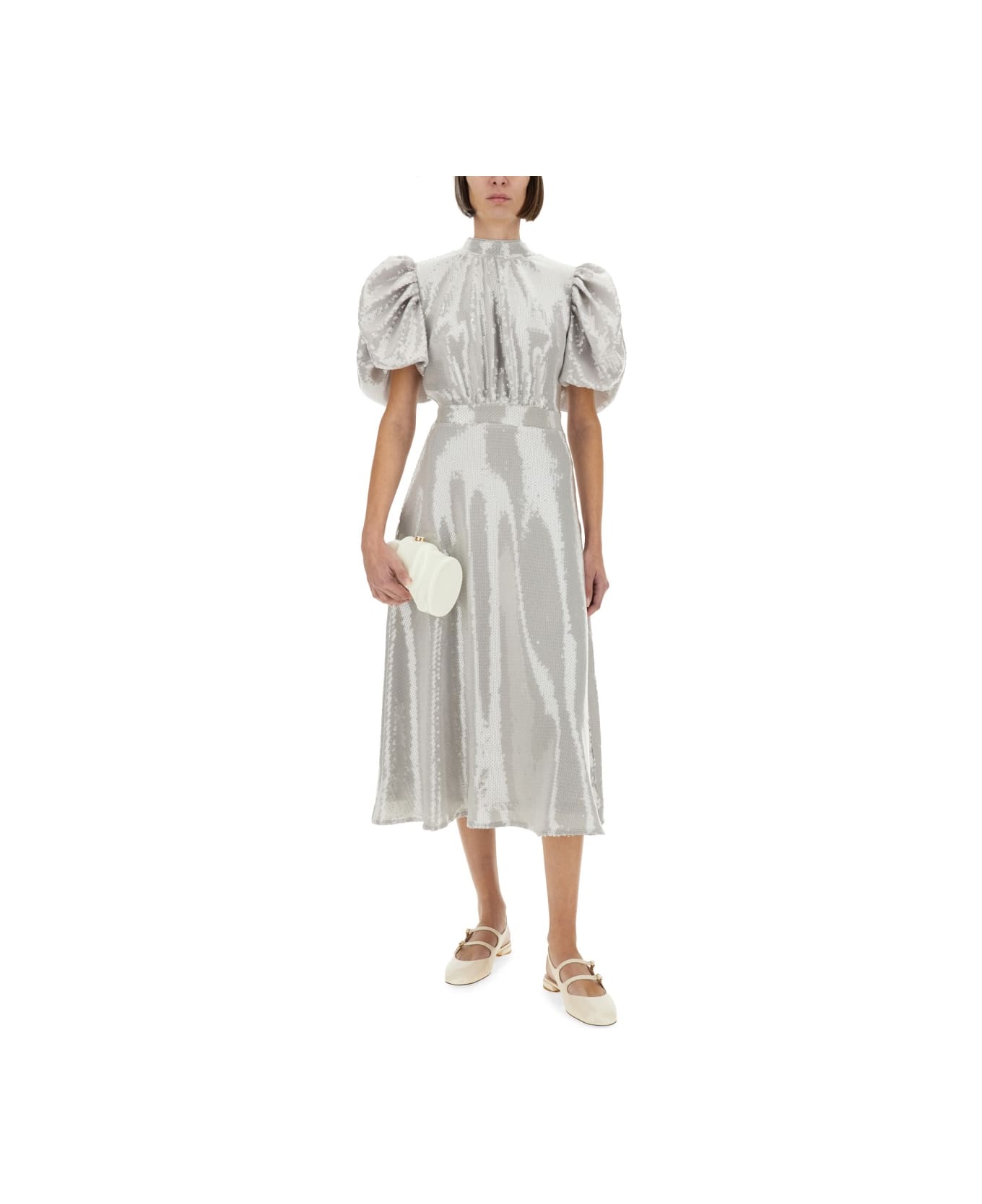 Rotate by Birger Christensen Sequined Puff Midi Dress - GREY