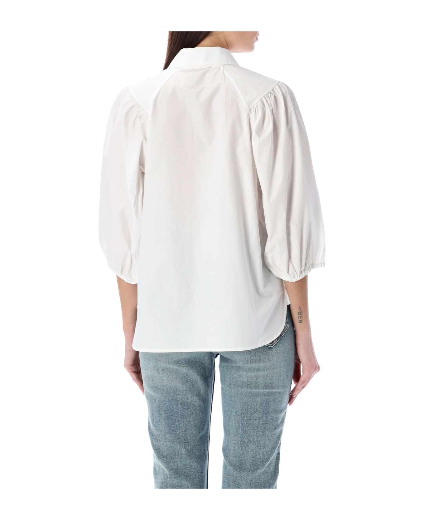 Ganni Puff Sleeves Shirt - WHITE