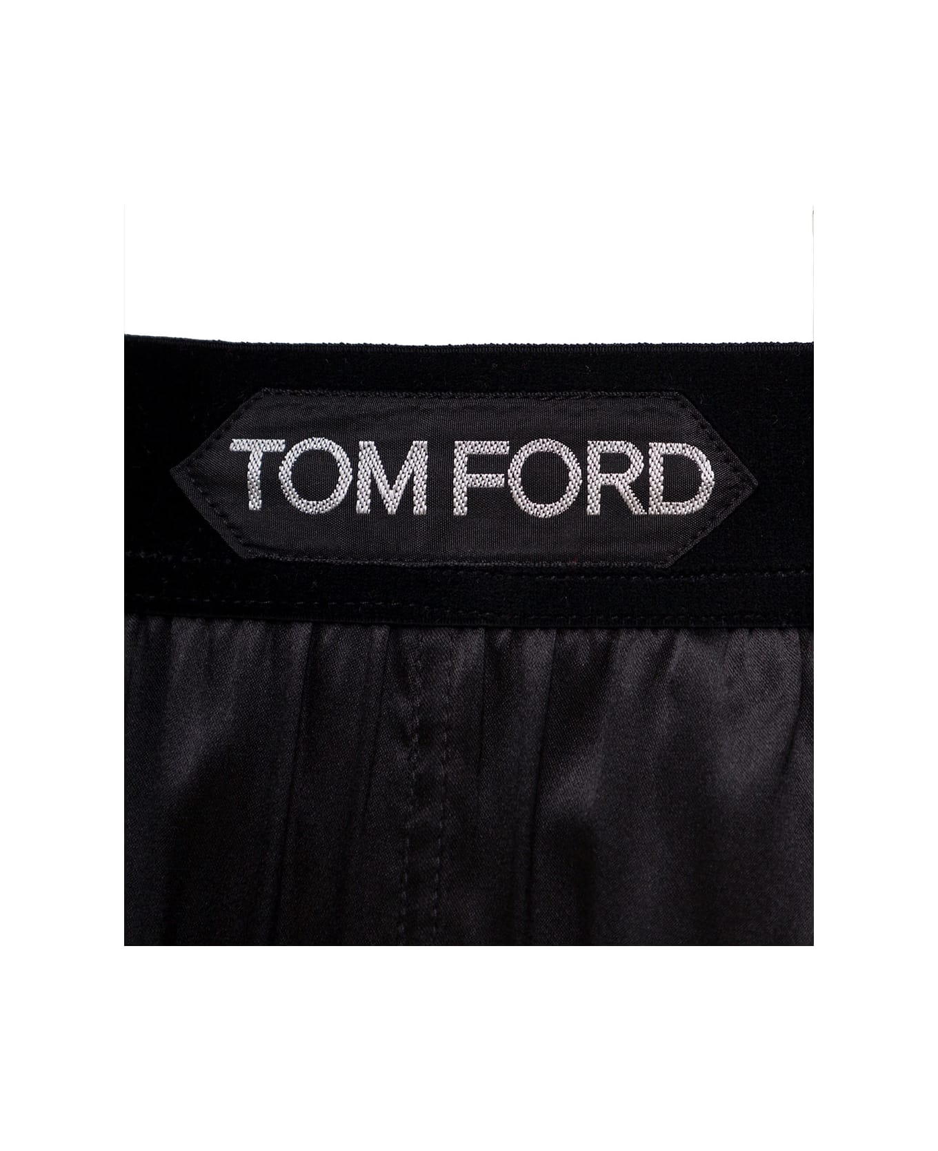 Tom Ford Black Loose Pants With Logo In Stretch Silk Woman Tom Ford - Black