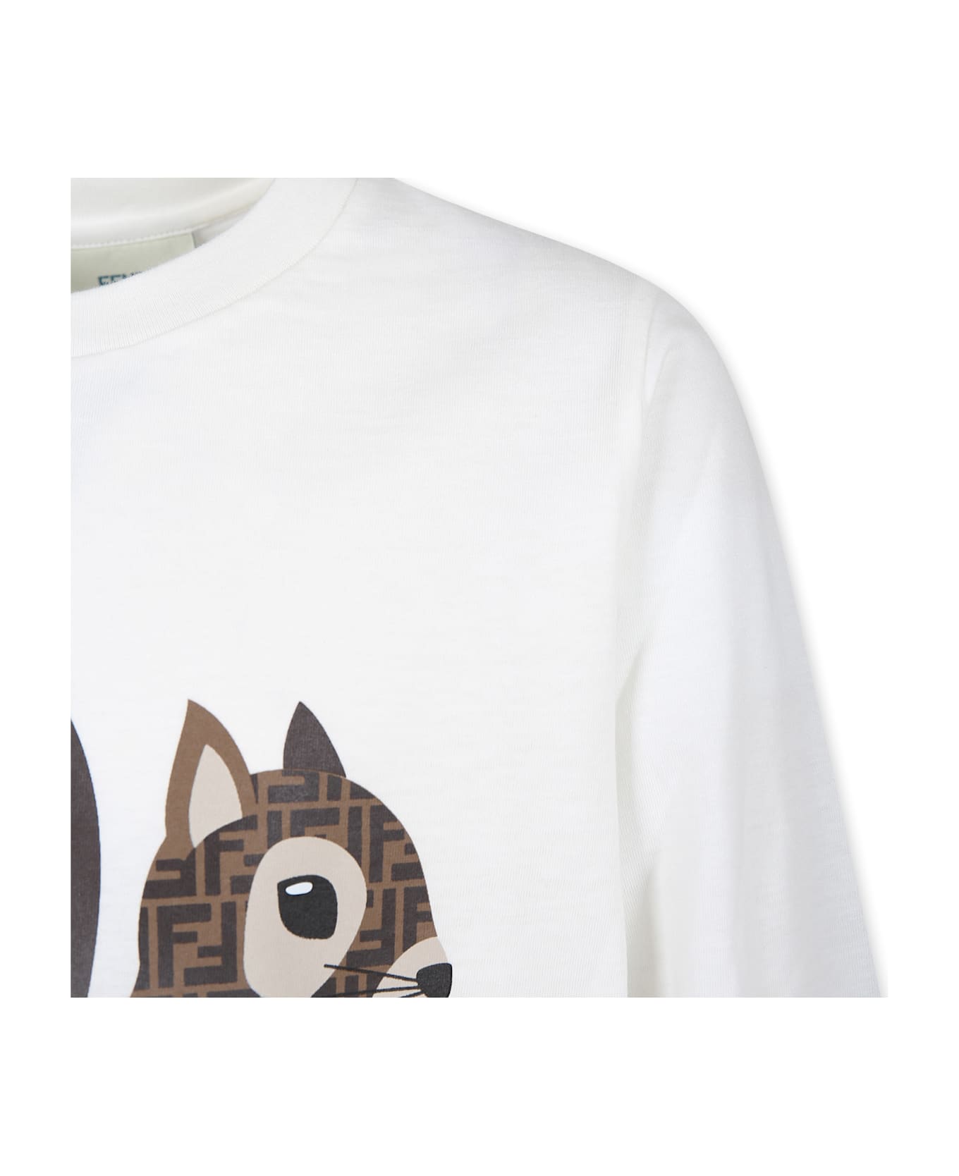 2025SS FENDI Baby SQUIRRELTシャツ WH (C-24m) White T-shirt For Kids With Fendi Squirrel | italist, ALWAYS