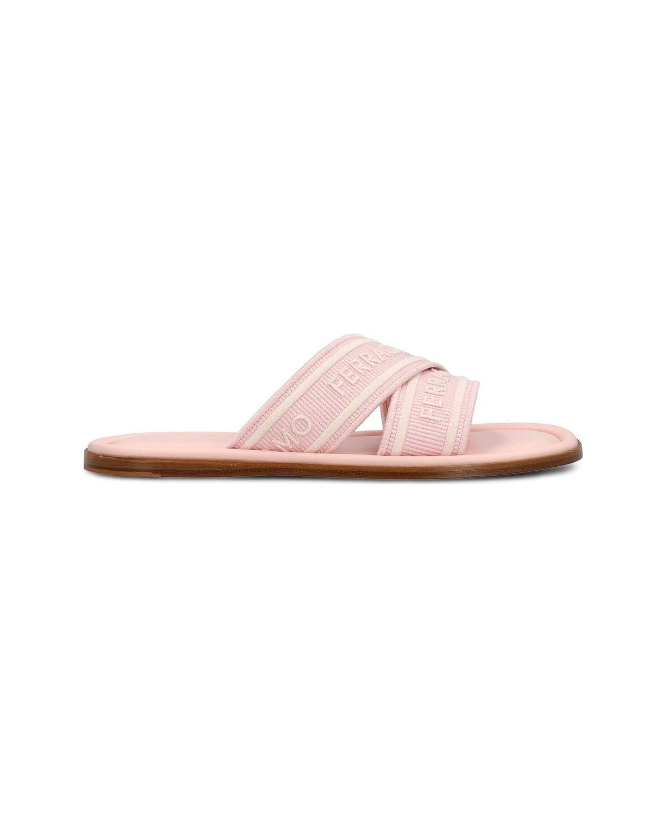 Ferragamo Logo Embossed Slip-on Sandals - Pink