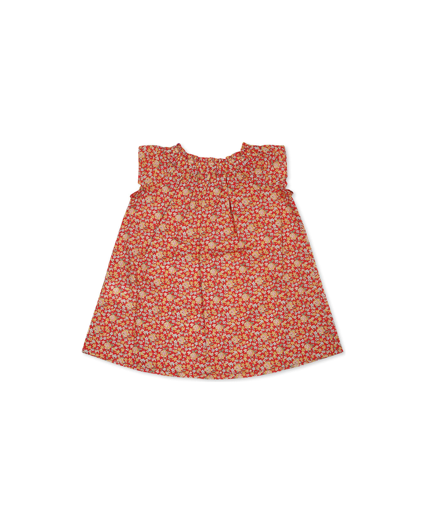 Bonpoint Red Dress For Baby Girl With Floral Print - Red