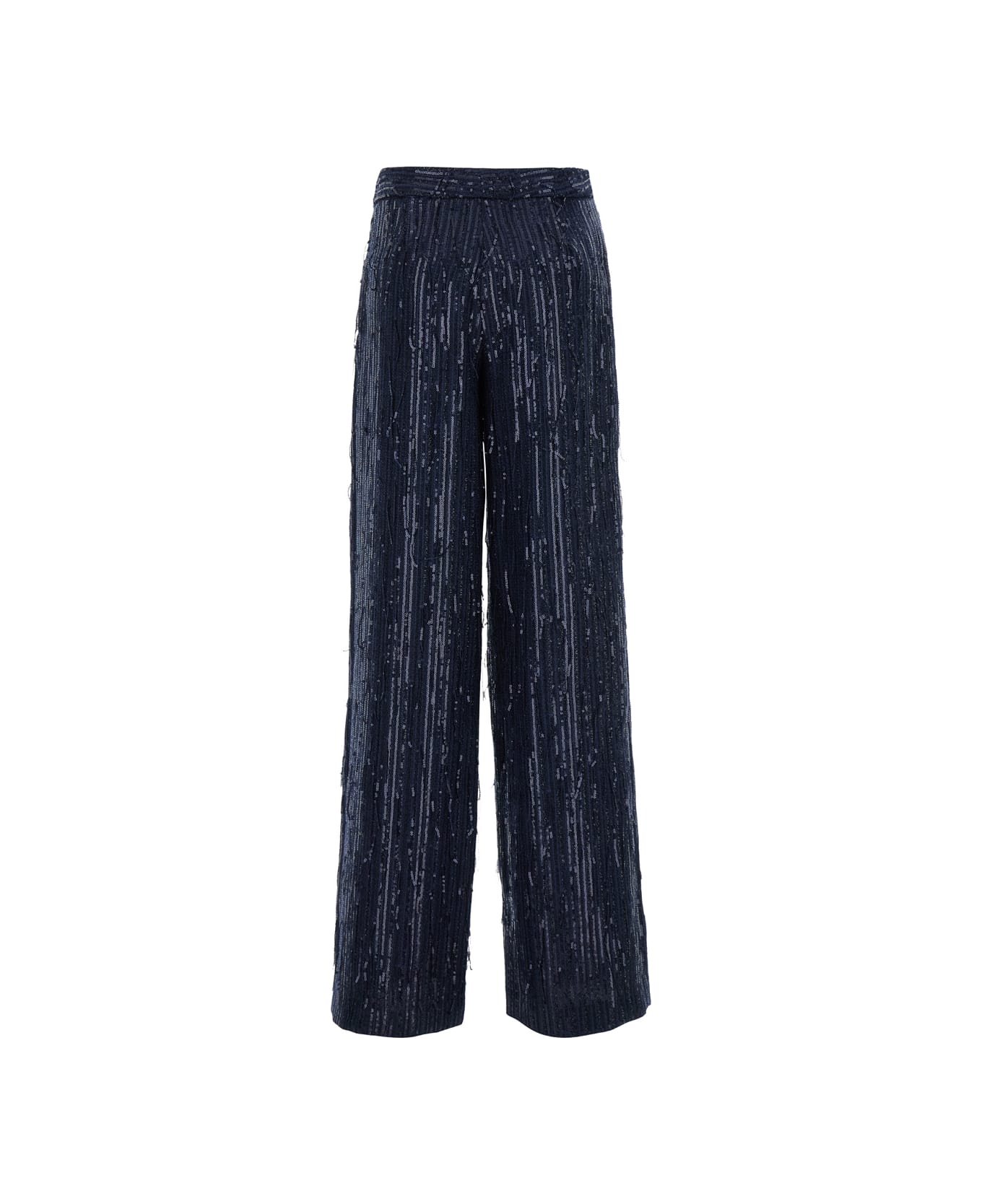 Federica Tosi Blue Sequin Palazzo Pants In Tech Fabric Woman - Blu