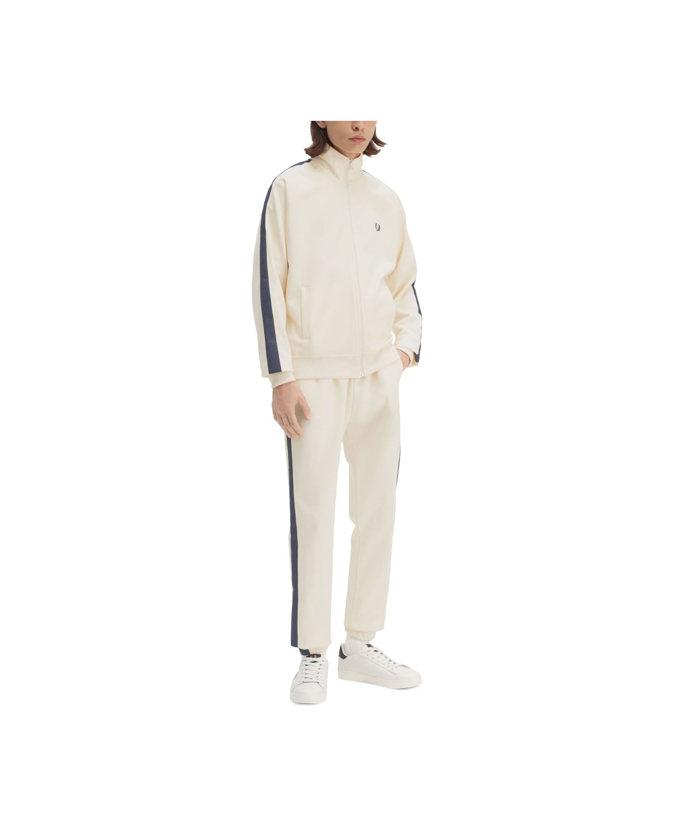 Fred Perry Track Jacket With Contrasting Webbing - IVORY