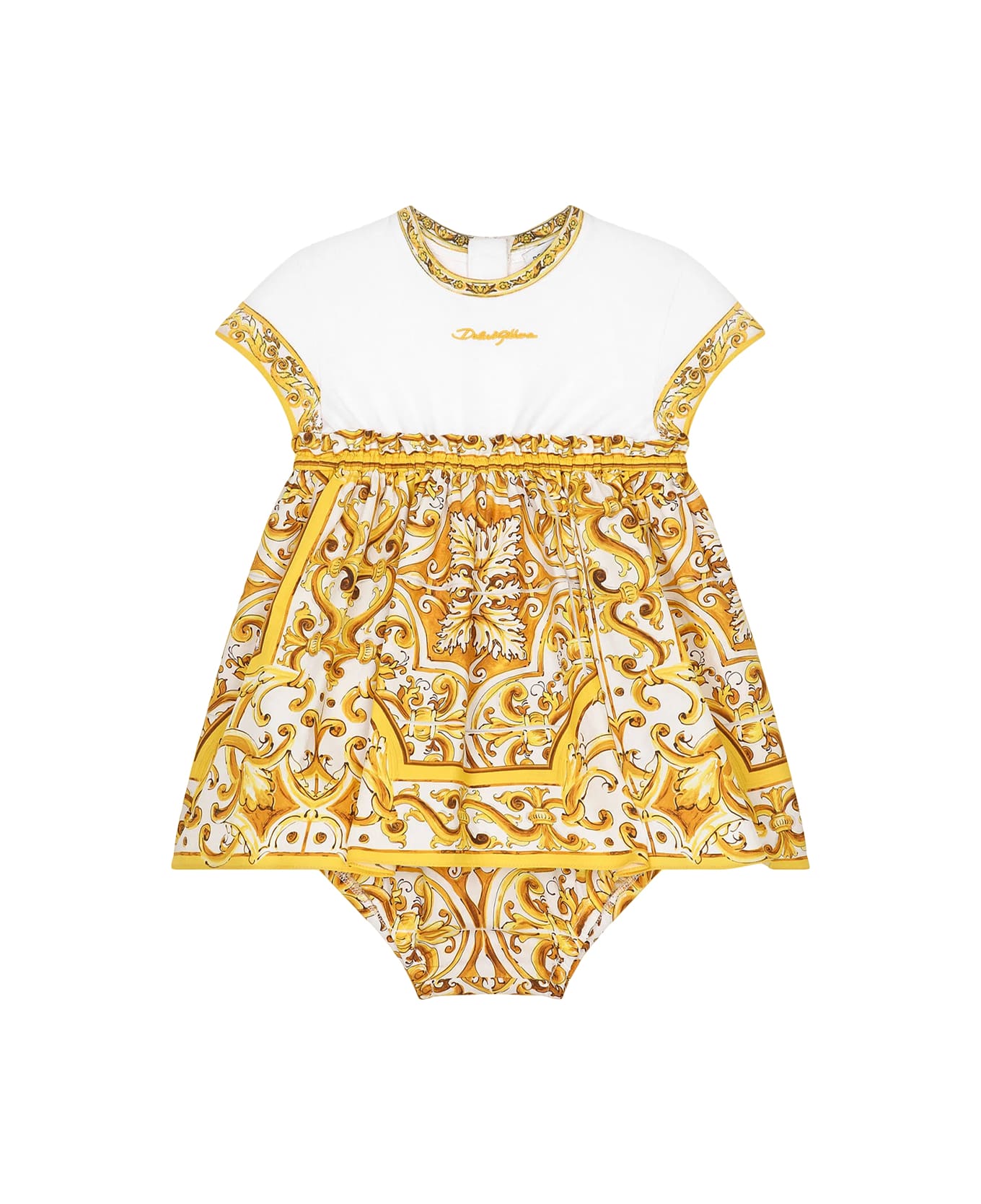 Dolce & Gabbana Dress With Maiolica Print - Yellow